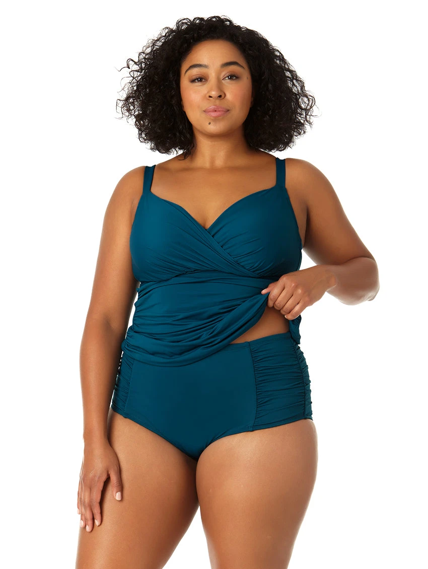 Anne Cole Surplice Under Wired Plus Size Tankini - Image 3