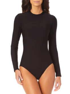 Anne Cole Long Sleeve Open Back One Piece Swimsuit
