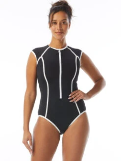 Beach House Zip Front One Piece Swimsuit