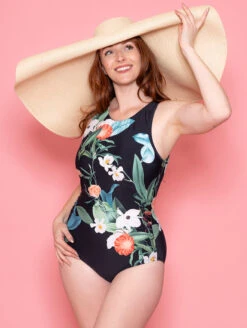 Jantzen Botanical Beauty Farrah High Neck One Piece Swimsuit